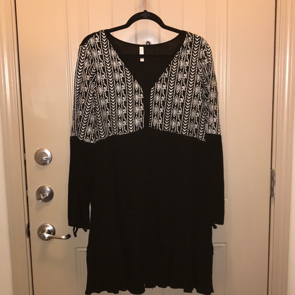 Merona boho embroidered black dress